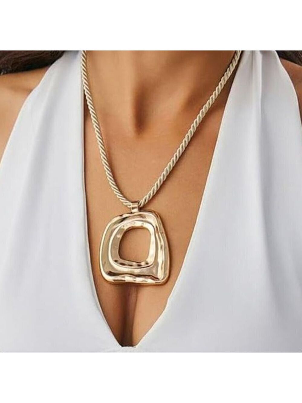 Nadia Boho Silver Tone Large Pendant Necklace  Western Cowgirl Statement Jewelry